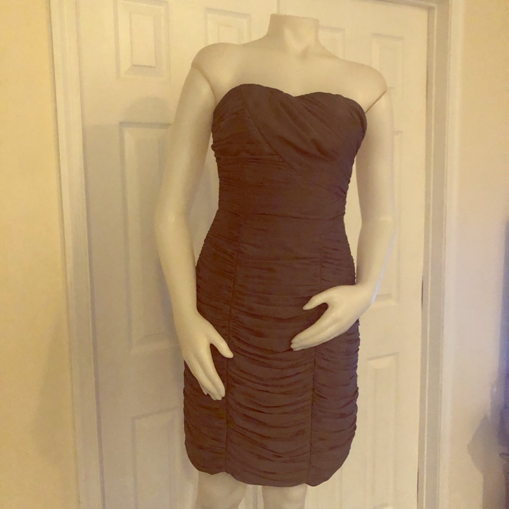 H&M Gray Satin Strapless Dress 8